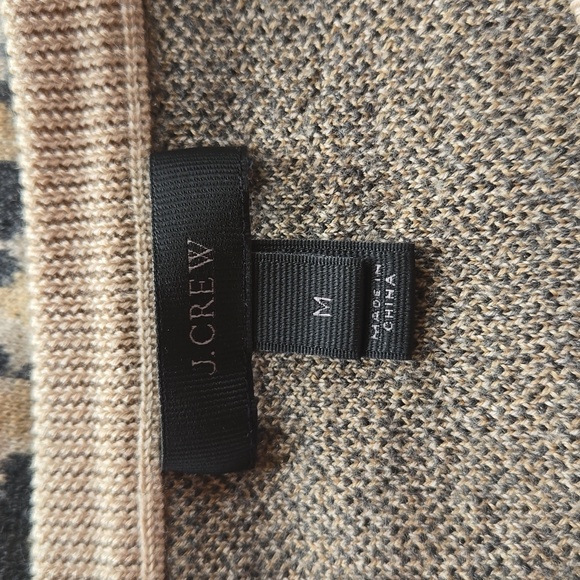 J. Crew Merino Wool Leopard Sweater Animal Print Tan Gray Knit - Picture 6 of 7